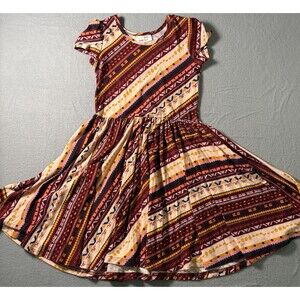 Dot Dot Smile Size 7 Twirl Dress Boho Aztec Print Skater Dress 3/4 Sleeve